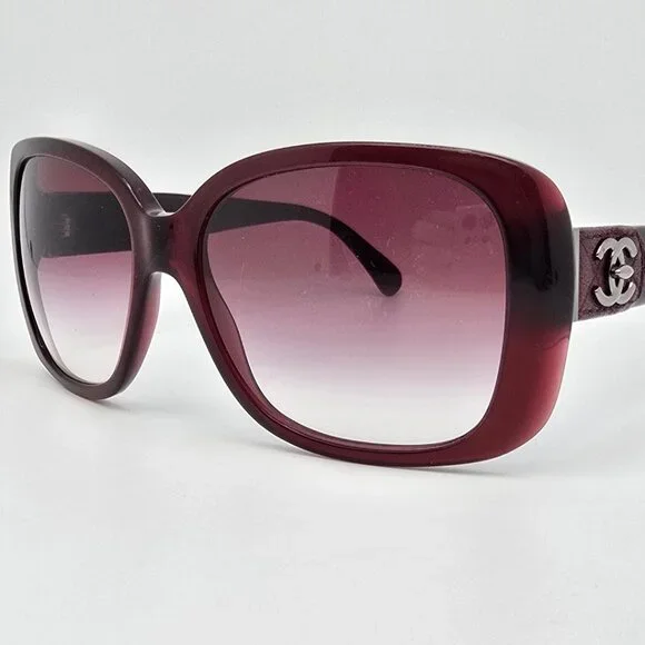 Chanel 5234-Q c.539/3P Red Frame Red Gradient Lens Sunglasses w/ Case Italy 57mm Chanel 5234-Q 539/3P 2N – Vintage Frames Company main image 2